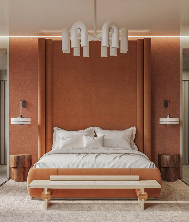 Noa Santos Burnt Orange Bedroom for The Hudson Advisory Team